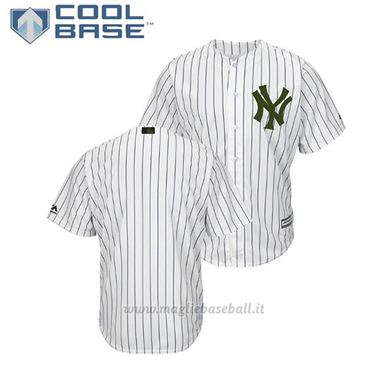 Maglia Baseball Uomo New York Yankees 2018 Dia de los Caidos Cool Base Bianco